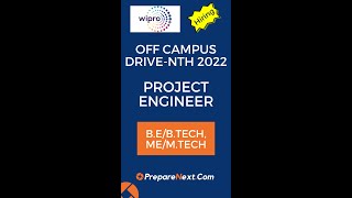 Wipro Off Campus Drive-NTH 2022 | Project Engineer | IT Job | Engineering Job | Across India.