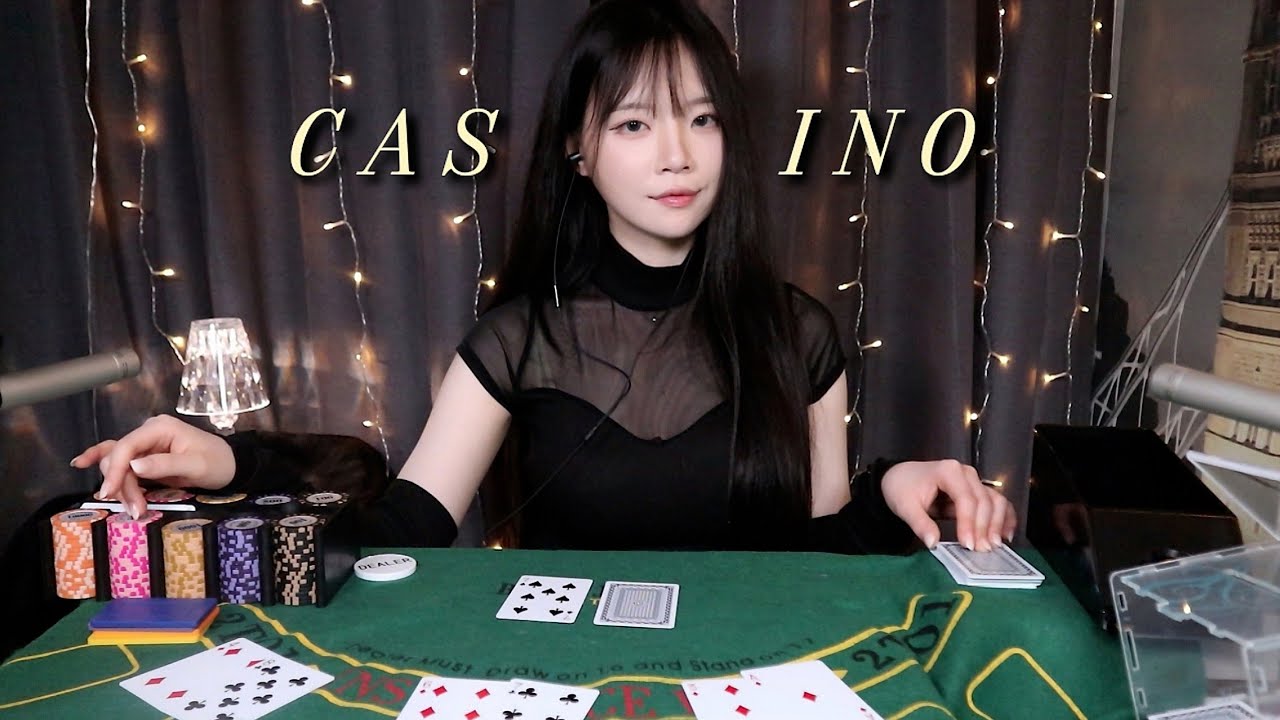 ASMR(Sub )카지노 딜러와 블랙잭 게임 (카드,칩 소리,비하인드) Playing Black Jack With Casino ...