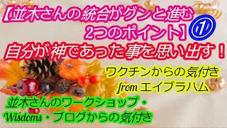 【並木さんの統合がグンと進む方法①】自分が神であったことを思い出し、自分に力を取り戻す✨ エイブラハムから学んだワクチンの気付き。並木さん秋分ワークショップ・Wisdoms・ブログからの気付き。