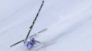 Lindsey Vonn Loses a Ski - Giant Slalom Run 1 - 2015 Nature Valley Aspen Winternational