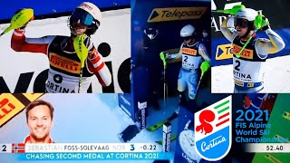 Sebastian Foss-Solevaag gewinnt knapp vor Adrian Pertl den Slalom der Herren | WM Cortina