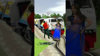 Girl and Boy trying stops the train comedy video | funny train video😂#shorts