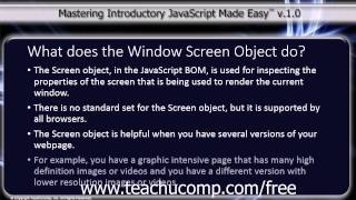 JavaScript Training Tutorial What Does the Window Screen Object Do?
