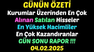 GÜNÜN ÖZETİ Para Giriş ve Çıkışları, Yükselenler, En Hacimliler, En Çok Kazandıranlar, #borsa #thyao