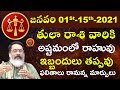 Tula Rasi January 01st - 15th 2021 | Rasi Phalalu Telugu | Mantha Suryanarayana Sharma | Libra