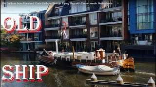 Old Sailboat from Friesland Skutsje. Flying Ship with Centerboards. Netherlands Walk