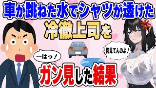 【2ch馴れ初め】営業の帰り道、車が跳ねた水が冷徹上司に掛かり透けたシャツをジッと見てしまった結果…【ゆっくり解説】