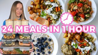Meal Prep 24 Healthy Meals in 1 Hour (Breakfast, Lunch & Dinner for 4 days for 2 people)