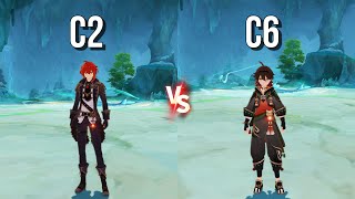 The Best Pyro Plunging Claymore DPS? C2 Diluc vs C6 Gaming Damage Comparisons \u0026 Gameplay Showcases!!