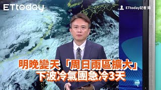 明晚變天「周日雨區擴大」　下波冷氣團急冷3天