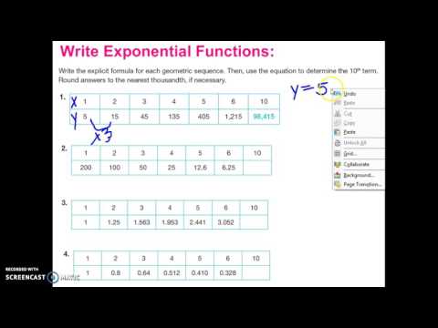 Introduction to Writing Exponential Functions from a Table Introduction to Writing Exponential Functions from a Table