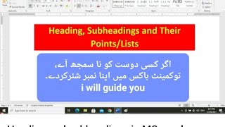 Heading and subheadings in MS word