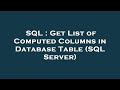 SQL : Get List of Computed Columns in Database Table (SQL Server)