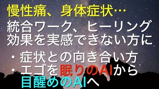 身体症状：統合ワーク・ヒーリングなど効果を実感できない時に。症状との向き合い方・脱自己同一化、エゴを眠りのAIから目醒めのAI・SEの視座へ