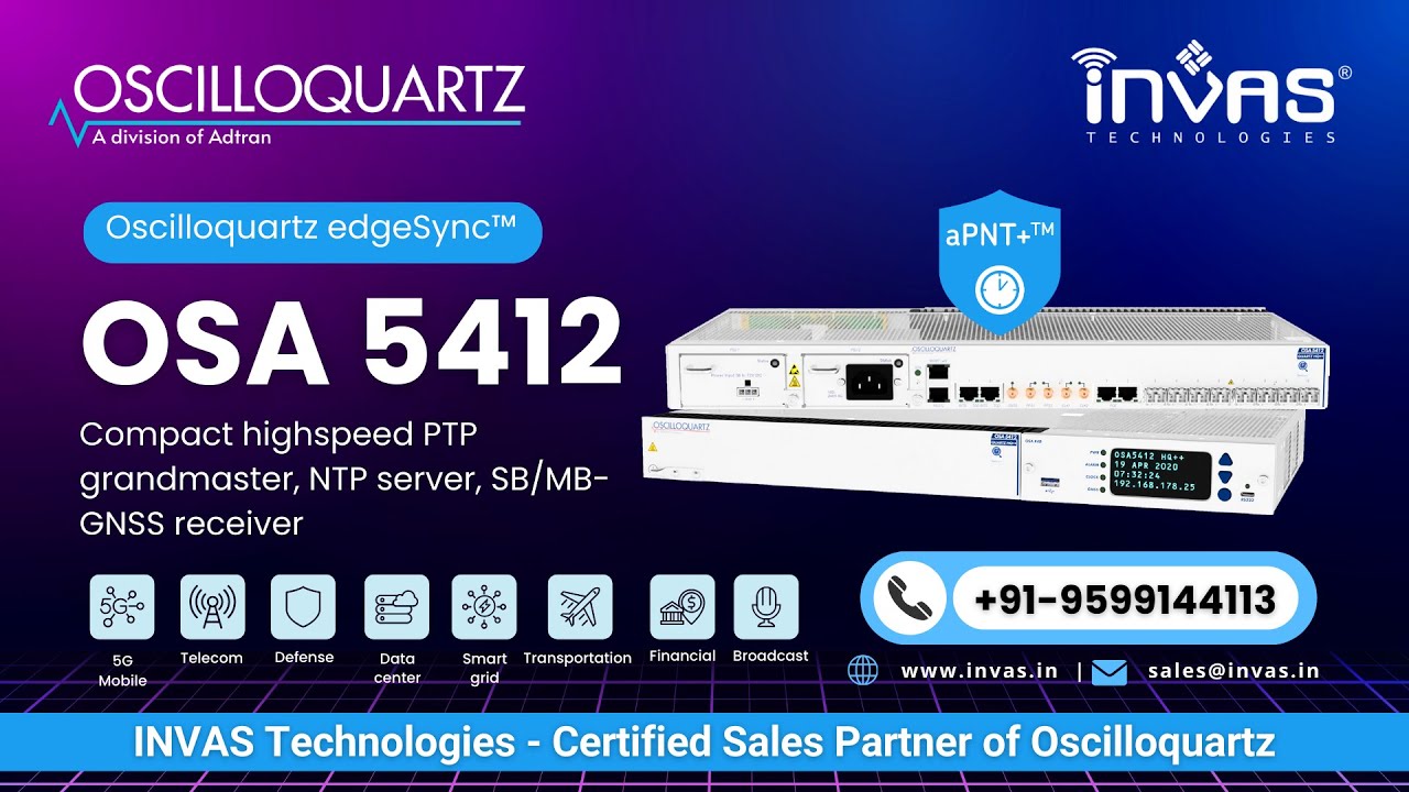 Oscilloquartz Osa 5412 High Speed Ptp Grandmaster Ntp Server Gnss
