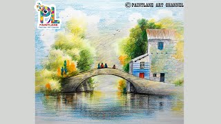 How to draw A Landscape with Color Pencils For Beginners | Step by Step Pencil Art
