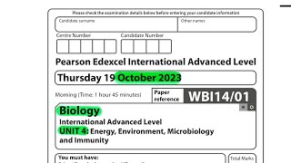 A level | Biology | Unit 4 | October 2023 | Pearson Edexcel