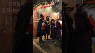 We missed out cue! Broadway carolers sing Jingle bells in Herald Square