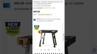 $30 off TOUGHBUILT  QuickSet 1,000lb Capacity 23.5-in W x 31-in H Black Plastic Work Bench