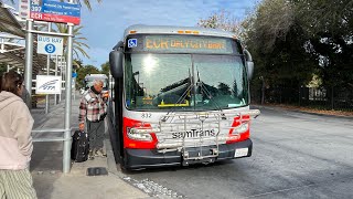 ⁴ᴷ⁶⁰ (FULL 2 HOURS ROUTE) SamTrans #832 on Route ECR - to Daly City BART