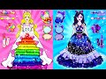 [🐾paper diy🐾] Rainbow Rapunzel vs Purple Raquelle Prom Dresses | Rapunzel Compilation 놀이 종이