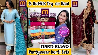 🥰Meesho Partywear kurti Sets Haul😍 8 Most Trending kurta Sets😍STARTS RS.590🧡Meesho kurti Haul😍Meesho