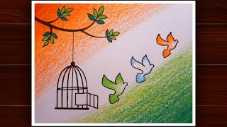 Bird's Freedom Drawing || Independence Day Drawing || Republic Day Drawing || Creativity Studio..