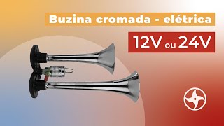 Som Buzina a Ar 2 Cornetas Cromada Válvula Elétrica 12V 24V - NINJA PARTS