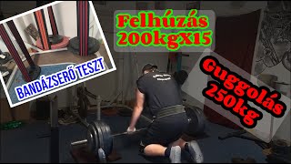 Teszteltük a térdbandázsokat | Guggolás 250kg-ig | Levezetés: Felhúzás 200kg X 15 ism. 💪 | Vlog 54.