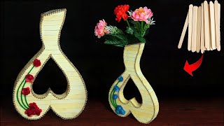 Easy flower vase making with popsicle ice-cream sticks