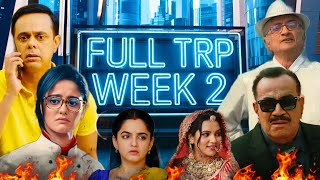 FULL TRP of Week 2 : CID Down, Wagle Rise, Mannat, TMKOC Rise | Star Plus, Sony SAB, Colors TV, Zee