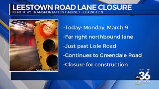 Traffic advisory for drivers on Leestown Road in Lexington