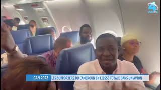 CAN 2023 :l’incroyable ambiance des supporters des lions indomptables dans l’avion