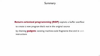 Netsec Return Oriented Programming 11 - Summary