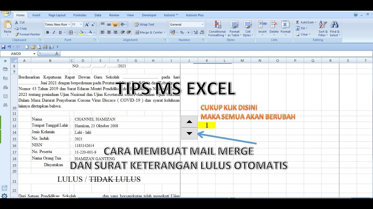 Cara Membuat Mail Merge Dan Surat Keterangan Lulus Otomatis Di Ms Excel ...