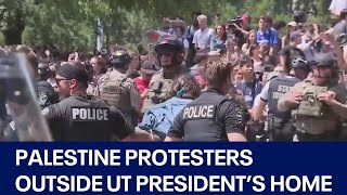 UT Palestine protesters show up outside Pres. Hartzell's home | FOX 7 Austin