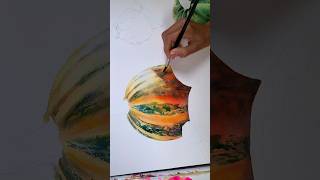 Painting last layer over the pumpkin wet on dry 🍁 Watercolor