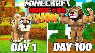 I Survived 100 Days as a LION in Hardcore Minecraft!