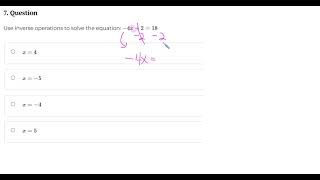 Manipulating Equations Inverse Operations Basic #7