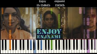 Dhee ft. Arivu - Enjoy Enjaami Keyboard Cover | Santhosh Narayanan | Lyrics with notes