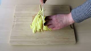 Matchstick cuts on a potato