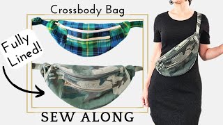 DIY Crossbody Belt Bag with Full Lining & Lots of Zipper Pockets | Easy Sewing Tutorial