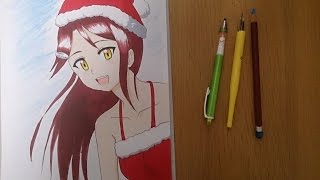 【ラブライブサンシャイン】桜内梨子にサンタ服を着せてコピックで描いてみました。