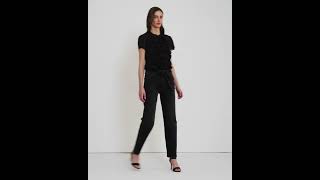 LAUREN Ralph Lauren Belted High-Rise Round Tapered Jeans in Empire Black Wash SKU: 9825888