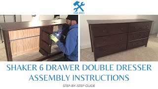 Grain Wood Furniture Shaker 6-Drawer Dresser Assembly Instructions (Step by Step Instruction Guide)