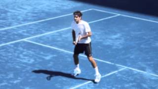 Roger Federer practicing for Masters Madrid 2012 on blue clay