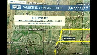 Weekend freeway construction happening around the Valley