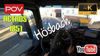 POV Truck driving Mercedes Actros 1851. Hösbach 🇩🇪 4K