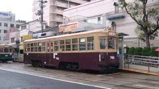 広島電鉄750形762号[元大阪市電]\u0026350形352号 県病院前発車