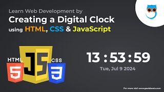 Create a Digital Clock from Scratch in 4 Minutes with HTML, CSS & JavaScript | Geekboots